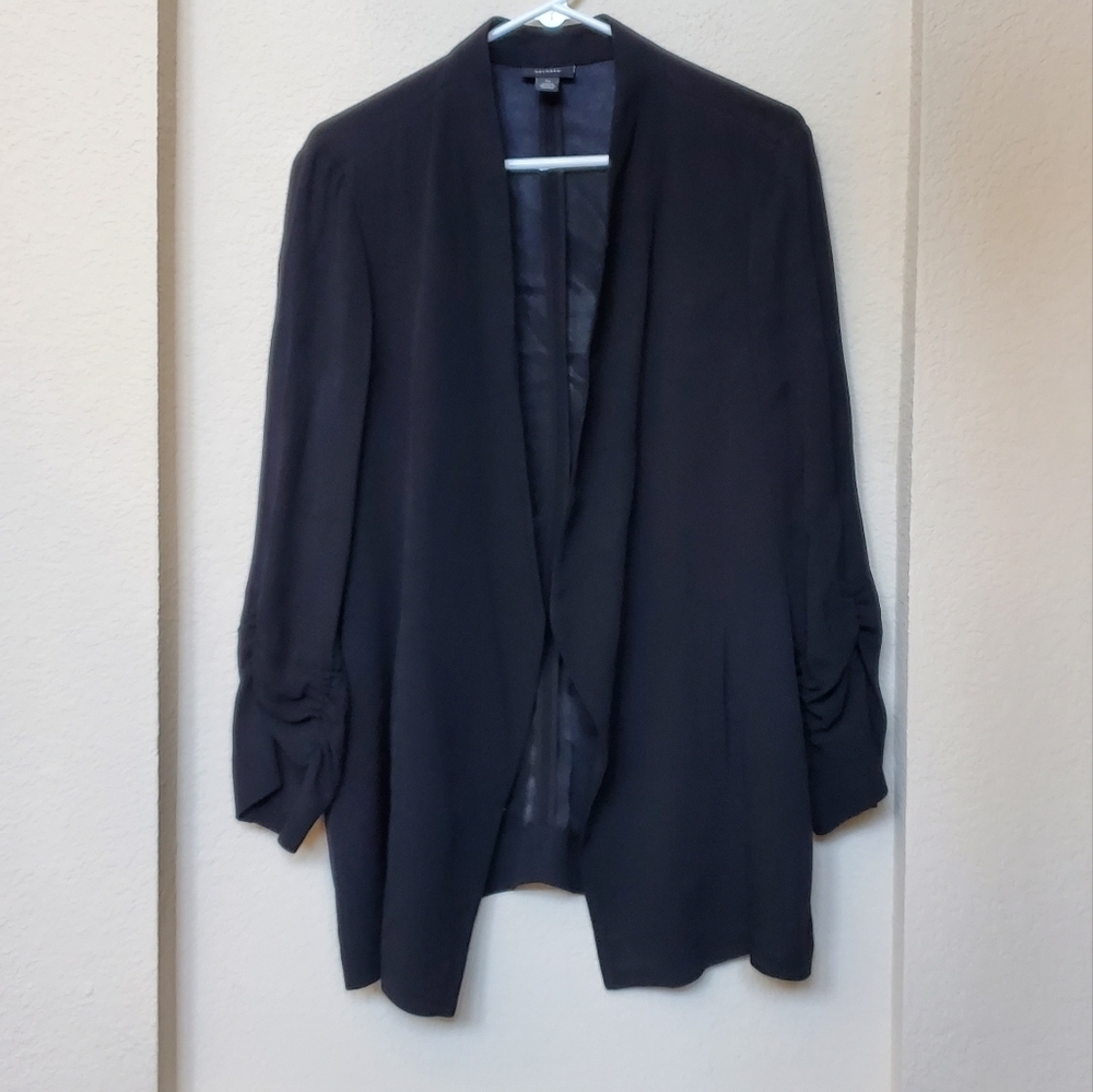 Halogen Black Blazer with Ruched Sleeves.  Size 1X